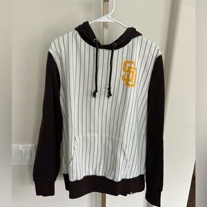 San Diego Padres Hoodie Men's 47 Brand MLB Brown White Pinstripe Medium